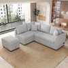 L-Shaped Sectional Pull Out Sofa Bed Sleeper Sofa With Two USB Ports, Two Power Sockets And A Movable Storage Ottoman L-Shaped Sectional Pull Out Sofa Bed Sleeper Sofa With Two USB Ports, Two Power Sockets And A Movable Storage Ottoman