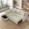 L-Shaped Sectional Pull Out Sofa Bed Sleeper Sofa With Two USB Ports, Two Power Sockets And A Movable Storage Ottoman L-Shaped Sectional Pull Out Sofa Bed Sleeper Sofa With Two USB Ports, Two Power Sockets And A Movable Storage Ottoman