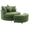 360° Swivel Accent Barrel Chair With Storage Ottoman & 4 Pillows, Modern Chenille Leisure Chair Round Accent For Living Room