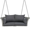 2 Person Hanging Seat, Rattan Woven Swing Chair, Porch Swing With Ropes