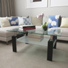 Modern Rectangular Coffee Table With Tempered Glass Top