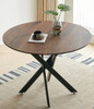 Mid-Century Dining Table For 4 - 6 People With Round MDF Table Top, Pedestal Dining Table, End Table Leisure Coffee Table, Cross Leg