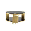 Elegant Round Table With Double Layer Tempered Glass Top And Stainless Steel Frame For Living Room Elegant Round Table With Double Layer Tempered Glass Top And Stainless Steel Frame For Living Room