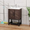 Modern Freestanding Bathroom Vanity With Ceramic Sink, Hot And Cold Faucet, Storage Cabinet & Open Shelf Modern Freestanding Bathroom Vanity With Ceramic Sink, Hot And Cold Faucet, Storage Cabinet & Open Shelf
