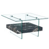 Modern 2 Tier Square Coffee Table, Elegant Marble Pattern Modern 2 Tier Square Coffee Table, Elegant Marble Pattern