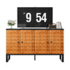 Modern Buffet Cabinet With Storage Space, Retro Style 4 Door Wooden Storage Cabinet, Multifunctional Decorative Cabinet With Geometric Patterns, Suitable For Living Room, Dining Room, Entrance - Orange / Yellow