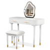 Modern Vanity Table Set With Mirror Touch Screen Lighted Mirror, Dressing Table And Cushioned Stool Set With 2 Large Drawers - White