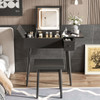 Makeup Vanity Desk With Flip Top Mirror And LED Light, Dressing Table With Charging Station, 2 Drawers And Fold Up Panel, Vanity Set With Cushioned Stool For Bedroom - Black