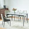 Modern Sintered Stone Dining Table Glossy Rock Surface Family Dining Table For 8 People With Sturdy Metal Legs Contemporary Kitchen Restaurant Furniture - Black / Gray