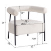 Modern Boucle Fabric Upholstered Accent Chair, Curved Armchair With Metal Frame - White