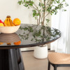Modern High Gloss Minimalist Round Dining Table - Black