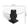 Wood Pedestal Round Dining Table Tempered Glass Top - Black