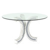 Round Glass Pedestal Dining Table With Tempered Glass Top - Silver