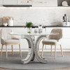 Round Glass Pedestal Dining Table With Tempered Glass Top - Silver