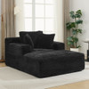 Modern Corduroy Chaise Lounge Sofa Bed With Removable Pillows, Upholstered Sleeper Sofa - Black