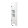 Wooden Bathroom Floor Storage Cabinet With 2 Doors And 6 Shelves - White