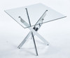 Dining Table With Cross Metal Leg And Tempered Glass, Modern Space Saving Kitchen Table For Living Room Legs, Square Table