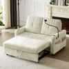 Modern Loveseat Pull Out Sofa Bed With Adjustable Backrest, Two Cup Holders, A Phone Holder, Three Charging Ports And Side Storage Pockets For Living Room Modern Loveseat Pull Out Sofa Bed With Adjustable Backrest, Two Cup Holders, A Phone Holder, Three Charging Ports And Side Storage Pockets For Living Room