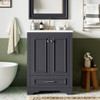 Bathroom Vanity With Ceramic Sink Combo, Modern Freestanding Storage Cabinet With Silver Handles