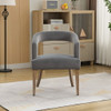 Wide Modern Barrel Open Back Upholstered Accent Chair With Weathered Solid Wood Legs