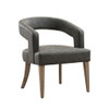 Wide Modern Barrel Open Back Upholstered Accent Chair With Weathered Solid Wood Legs Wide Modern Barrel Open Back Upholstered Accent Chair With Weathered Solid Wood Legs