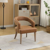 Wide Modern Barrel Open Back Upholstered Accent Chair With Weathered Solid Wood Legs Wide Modern Barrel Open Back Upholstered Accent Chair With Weathered Solid Wood Legs