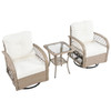 3 Piece Outdoor Chair & Table Set Chat Set, 2 Person Rattan Seating Group