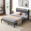 Modern Bed Frame With LED Lights, Upholstered Headboard, USB Charging Modern Bed Frame With LED Lights, Upholstered Headboard, USB Charging