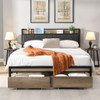Modern Bed Frame With LED Lights, Upholstered Headboard, USB Charging Modern Bed Frame With LED Lights, Upholstered Headboard, USB Charging