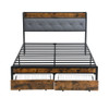 Modern Bed Frame With LED Lights, Upholstered Headboard, USB Charging Modern Bed Frame With LED Lights, Upholstered Headboard, USB Charging