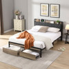 Modern Bed Frame With LED Lights, Upholstered Headboard, USB Charging Modern Bed Frame With LED Lights, Upholstered Headboard, USB Charging