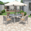 Outdoor Wooden Dinning Set With An Umbrella Hole And Removable Cushions For Patio Outdoor Wooden Dinning Set With An Umbrella Hole And Removable Cushions For Patio