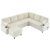 U-Shaped Sectional Sleeper Sofa With Ample Storage Space, 2 Cup Holders And Charging Ports For Living Room U-Shaped Sectional Sleeper Sofa With Ample Storage Space, 2 Cup Holders And Charging Ports For Living Room