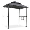 Outdoor Grill Gazebo With Double Tier Soft Top Canopy, Steel Frame, Bar Counters & Hook Outdoor Grill Gazebo With Double Tier Soft Top Canopy, Steel Frame, Bar Counters & Hook