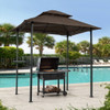 Outdoor Grill Gazebo With Double Tier Soft Top Canopy, Steel Frame, Bar Counters & Hook Outdoor Grill Gazebo With Double Tier Soft Top Canopy, Steel Frame, Bar Counters & Hook