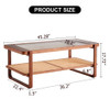 Modern Simple Rectangle Double Layer Solid Wood Glass Desktop Tea Table Rattan Woven Chinese Side Table Small Rectangle Table - Natural Wood