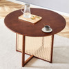 Retro Round Table With Imitation Rattan Rubber Wood - Walnut Retro Round Table With Imitation Rattan Rubber Wood - Walnut