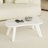 Modern Minimalist Imitation Marble Coffee Table With Solid Wood Legs And Cloud Shape Design - White