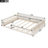 Wood Full Size Upholstered Platform Bed With Guardrail And Pillow - Beige