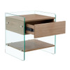 Elegant Bedside Table With Drawers And Transparent Tempered Glass Sides - Wood