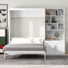 Full Size Murphy Bed With Multiple Storage Shelves And A Cabinet - White