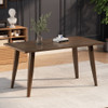 Mid Century Wood Dining Table With Rubberwood Legs And Faux Wood Tabletop - Brown