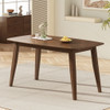 Mid Century Style Wood Dining Table With Rounded Corners - Walnut