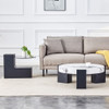 Modern Simple Double Layer Round Coffee Table Transparent Glass Top With L Shaped Legs - White / Black