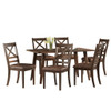 Farmhouse Style Indoor Wood Dining Set With 6 Chairs And Dining Table - Brown