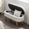 Velvet Fabric Storage Bench With Wood Legs