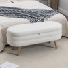Velvet Fabric Storage Bench With Wood Legs