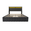 Bed With LED Lights, 4 Drawers, Winged Headboard Upholstered Bed With LED Lights, 4 Drawers, Winged Headboard Upholstered