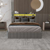 Bed With LED Lights, 4 Drawers, Winged Headboard Upholstered Bed With LED Lights, 4 Drawers, Winged Headboard Upholstered