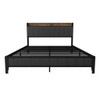 Bed With Charging Station, American Design Upholstered Headboard, Metal Platform